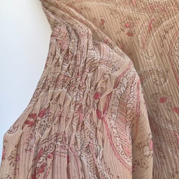 VTG Lane Bryant Sheer Silk Paisley Collared Tunic Cover Up Gauzy Ruched 26/28 - Picture 5 of 11